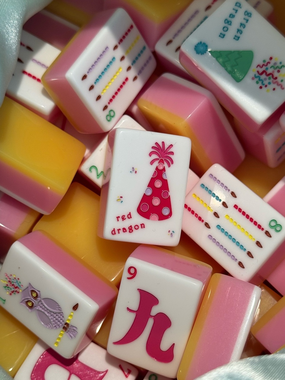 American Mahjong Tiles with Yellow Zipper Pouch